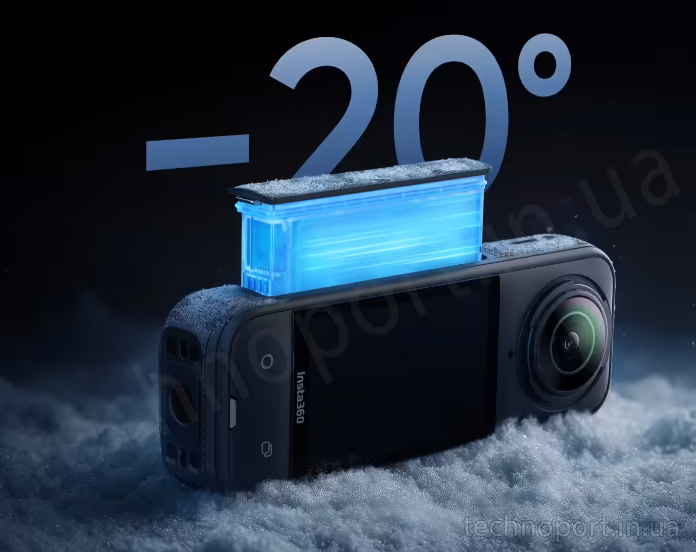 Морозостійкість до -20°C допомагає використовувати Insta360 X5 взимку, у горах і під час активної зйомки на холоді.